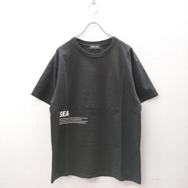 WIND AND SEA SEA ornament PHOTO SATIN T-SHIRT フォトプリントバックプリント サイズS 半袖Ｔシャツ カットソー ブラック メンズ ウィンダンシー【中古】4-0512S☆