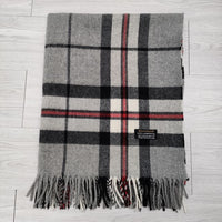 TWEED BANK ツイードバンク 2way アームストール ジレ ストール ウール フリンジ チェック マフラー グレー レディース【中古】3-1212T◎