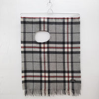 TWEED BANK ツイードバンク 2way アームストール ジレ ストール ウール フリンジ チェック マフラー グレー レディース【中古】3-1212T◎