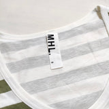 MHL. ロゴ ボーダー 578-168176 サイズ2 半袖Ｔシャツ カットソー ホワイト カーキ レディース エムエイチエル【中古】4-0513S△