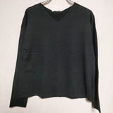 evam eva E191K019 コットン high gauge cotton V neck PO 定価17500円 ニット ブラック レディース エヴァムエヴァ【中古】4-0407M∞