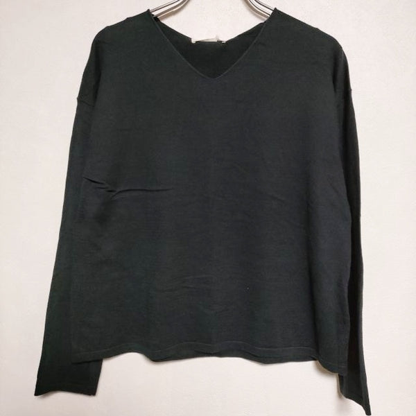 evam eva E191K019 コットン high gauge cotton V neck PO 定価17500円 ニット ブラック レディース エヴァムエヴァ【中古】4-0407M∞