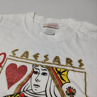 CAESARS EXCLUSIVELY シーザーズ トランプ クイーン USA製 半袖Ｔシャツ カットソー ホワイト メンズ【中古】4-0525S∞