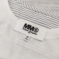 MM6/Maison Margiela シャツレイヤードTシャツ ドッキング ストライプ柄 サイズS  ホワイト グレー レディース エムエム6/メゾンマルジェラ【中古】4-0612M☆