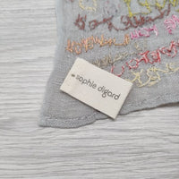 Sophie DIGARD LOVE LINEN EMBROIDED SCARF 刺繍 リネン マフラー ストール ライトグレー レディース ソフィーディガール【中古】4-0408M◎