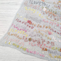 Sophie DIGARD LOVE LINEN EMBROIDED SCARF 刺繍 リネン マフラー ストール ライトグレー レディース ソフィーディガール【中古】4-0408M◎