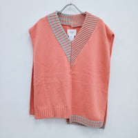 AMERI ASYMMETRICAL VEST WITH SHIRT アシンメトリーベスト セット サイズF ブラウス シャツ グレー オレンジ レディース アメリ【中古】4-0408M◎
