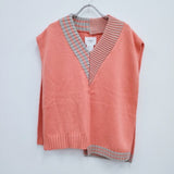 AMERI ASYMMETRICAL VEST WITH SHIRT アシンメトリーベスト セット サイズF ブラウス シャツ グレー オレンジ レディース アメリ【中古】4-0408M◎