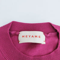 MEYAME 23SS COTTON KNIT LONG SLEEVE TEE 定価17600円 サイズFREE ニット パープル レディース メヤメ【中古】4-0408M◎