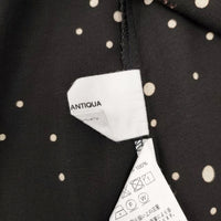 antiqua ドット 花柄 ワンピース ブラック ホワイト レディース アンティカ【中古】4-0409M◎