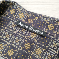 ACNE STUDIOS Multicolored Short Sleeve Shirt 開襟シャツ XS 半袖 チャコールグレー ベージュ メンズ アクネストゥディオズ【中古】4-0710S♪