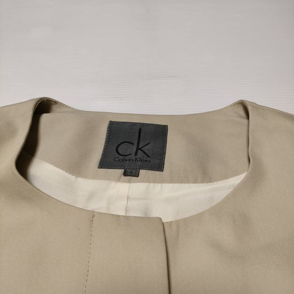 Calvin Klein ノーカラー CK 6号 コート ベージュ レディース カルバンクライン【中古】4-0415M∞