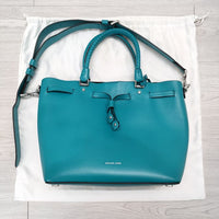 Michael Kors BLAKELY ミディアム バケットバッグ 定価77000円 レザー 2way ショルダーバッグ トートバッグ ミズイロ レディース マイケルコース【中古】4-0118G◎