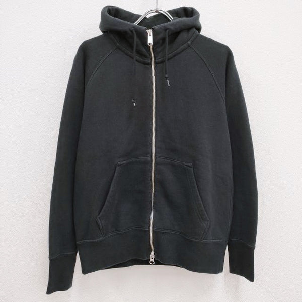 MHL./LOOPWHEELER 595-9169500 LIGHT LOOPBACK COTTON HOODIE パーカー ブラック レディース  エムエイチエル/ループウィラー【中古】4-0105M♪