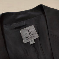 Calvin Klein サイズ2 肩パット入り テーラードジャケット ブラック レディース カルバンクライン【中古】4-0208M△