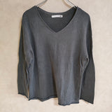 evam eva Vネック プルオーバー v neck pullover E191K073 サイズ1 リネン ニット チャコールグレー レディース エヴァムエヴァ【中古】4-0208M△