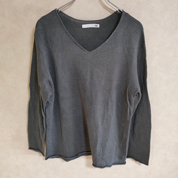 evam eva Vネック プルオーバー  v neck pullover E191K073 サイズ1 リネン ニット チャコールグレー レディース エヴァムエヴァ【中古】4-0208M△