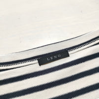 LENO ボーダーバスクシャツ H2201-CS002 サイズ0 カットソー ホワイト ネイビー レディース リノ【中古】4-0208M△