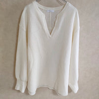 BEAUTY&YOUTH Vネック サーマル ワッフル ニット オフホワイト レディース ビューティ&ユース【中古】4-0214M△