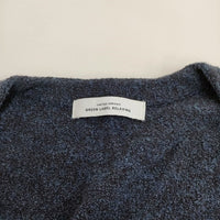 green label relaxing ロングカーディガン ミックス生地 羽織 ボタンレス ネイビー ブルー グリーンレーベルリラクシング【中古】4-0128T♪