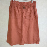 MHL. 595-132456 コットンリネン 台形 シンチバック サイズ3 スカート オレンジ レディース エムエイチエル【中古】4-0307M△