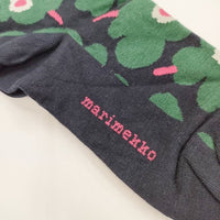 marimekko 新品 unikko サイズ34-36 クルーソックス 靴下 ネイビー グリーン レディース マリメッコ【中古】4-0909G◎