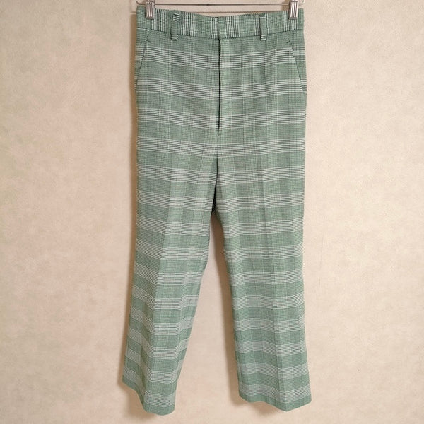 ROKU 6 BEAUTY&YOUTH GLEN CHECK PANTS 定価26400円 サイズ34 パンツ グリーン ホワイト レディース ロクビューティアンドユース【中古】4-0307M△