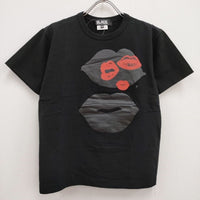 BLACK COMME des GARCONS リッププリント M 半袖Ｔシャツ カットソー AD2015 ブラック レディース ブラックコムデギャルソン【中古】4-0715S♪