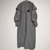 AMERI 2WAY CAPE PUFF SLEEVE COAT ケープ ノーカラー ストライプ コート ブラック ホワイト レディース アメリ【中古】4-1102T∞