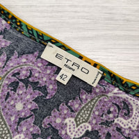 ETRO ペイズリー カットソー サイズ42 Uネック ブラウス シャツ グリーン オレンジ レディース エトロ【中古】4-0715S♪