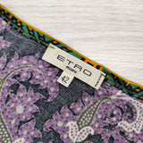 ETRO ペイズリー カットソー サイズ42 Uネック ブラウス シャツ グリーン オレンジ レディース エトロ【中古】4-0715S♪