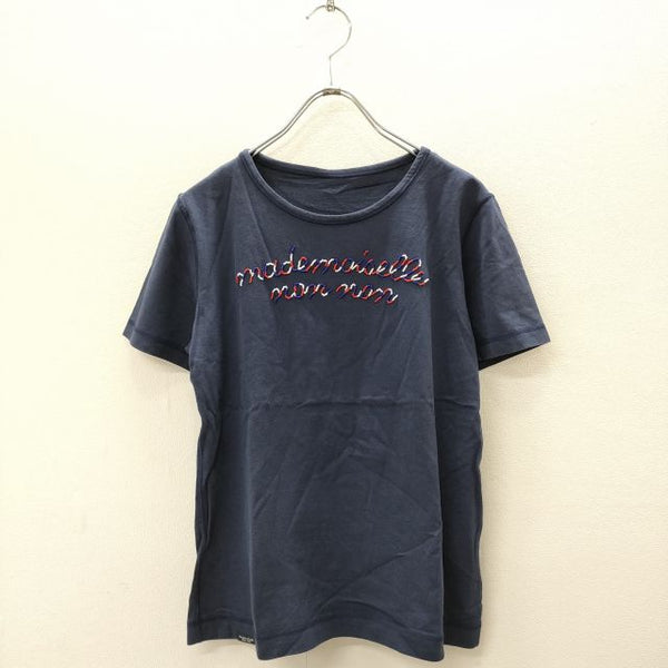 Mademoiselle NONNON D0323UTS053 ビーズ ロゴ サイズ40/L 半袖Ｔシャツ カットソー ネイビー レディース マドモアゼルノンノン【中古】4-0715S♪