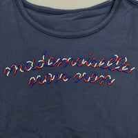 Mademoiselle NONNON D0323UTS053 ビーズ ロゴ サイズ40/L 半袖Ｔシャツ カットソー ネイビー レディース マドモアゼルノンノン【中古】4-0715S♪