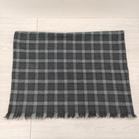 O'NEIL OF DUBLIN ウール混 フリンジ 大判 チェック マフラー ストール グレー レディース オニールオブダブリン【中古】4-1125T◎