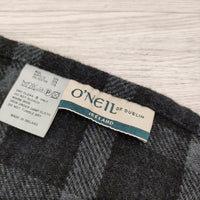 O'NEIL OF DUBLIN ウール混 フリンジ 大判 チェック マフラー ストール グレー レディース オニールオブダブリン【中古】4-1125T◎