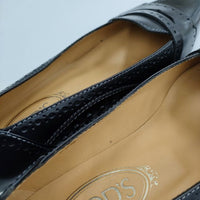 TOD'S スクエアトゥ サイズ38.5 ローヒール シューズ・靴 ブラック レディース トッズ【中古】4-0403G◎