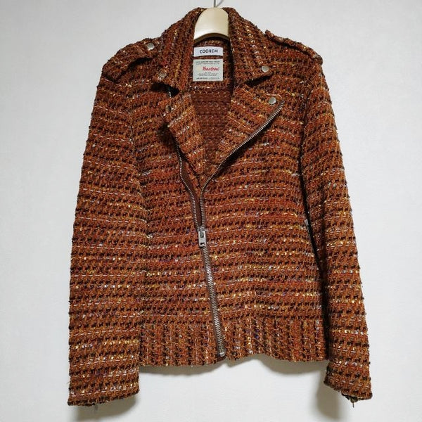 COOHEM yonetomi VELVET TWEED JACKET 20-194-001 ライダースジャケット オレンジ メンズ コーヘン【中古】4-1225T∞