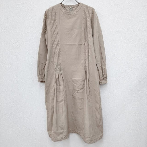 humoresque long tuck dress JA2104a 定価85800円 サイズ36 シルク ワンピース ベージュ レディース ユーモレスク【中古】4-0318G◎