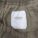 ARMEN ブロックチェック ガーゼ サイズ2 コットン ギャザー スカート カーキ レディース アーメン【中古】4-0318G◎