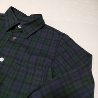 tricot COMME des GARCONS ブラックウォッチ チェック ウール 長袖シャツ 90年代 AD1998 グリーン レディース トリココムデギャルソン【中古】4-1117T∞