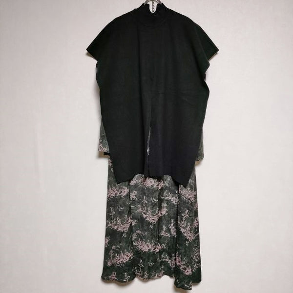 AMERI TOILE DE JOUY WITH KNIT DRESS ニット付き ドレス ワンピース ダークグリーン レディース アメリ【中古】4-0401M∞