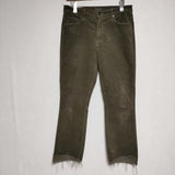 mother サイズ29 1157-618 THE INSIDER CROP STEP FRAY カットオフコーデュロイ パンツ カーキ レディース マザー【中古】4-1121T∞