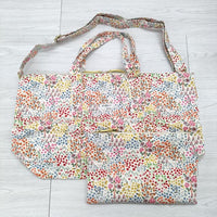 Cath Kidston 花柄 コットン PVC 収納ケース付き 2way ショルダーバッグ トートバッグ ホワイト ピンク レディース キャスキッドソン【中古】4-0903G◎