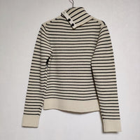 Lisette LA MARINE タートルネック ボーダー柄 ウール ニット アイボリー ネイビー レディース リゼッタ【中古】4-1117T∞