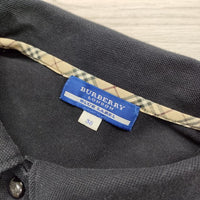 BURBERRY BLUE LABEL 鹿の子 ポロシャツ サイズ38 ブラウス シャツ ネイビー レディース バーバリーブルーレーベル【中古】4-0702S♪