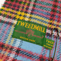 TWEEDMILL キルトピン付き ウール チェック柄 大判 マフラー ストール ブルー 多色 レディース ツイードミル【中古】4-1107T◎