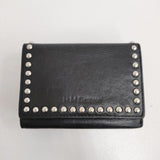 J&M Davidson FOLD WALLET WITH STUDS レザースタッズウォレット 革 三つ折り財布 ブラック ジェイアンドエムデヴィッドソン【中古】4-0904G♪