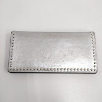 J&M Davidson LONG FLAP WALLET WITH STUDS レザースタッズウォレット 革 長財布 シルバー ジェイアンドエムデヴィッドソン【中古】4-0904G♪