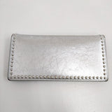 J&M Davidson LONG FLAP WALLET WITH STUDS レザースタッズウォレット 革 長財布 シルバー ジェイアンドエムデヴィッドソン【中古】4-0904G♪