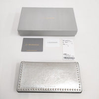 J&M Davidson LONG FLAP WALLET WITH STUDS レザースタッズウォレット 革 長財布 シルバー ジェイアンドエムデヴィッドソン【中古】4-0904G♪